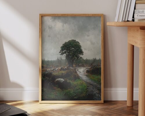 ⁦תמונה לחדר שינה בסגנון ציור וינטג' נוף טבע יער גשום⁩ – תמונה ⁦2⁩