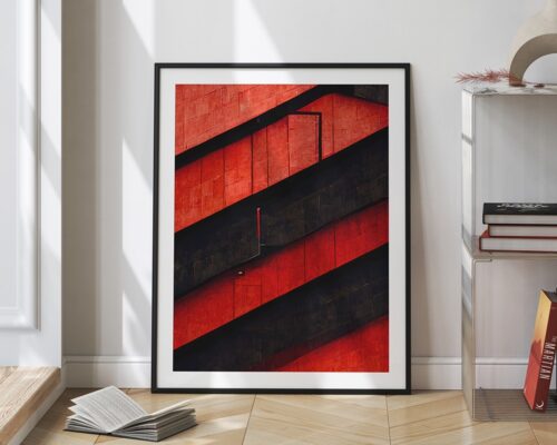 ⁦תמונה למשרד בעיצוב אבסטרקט קווים אדום ושחור⁩ – תמונה ⁦2⁩