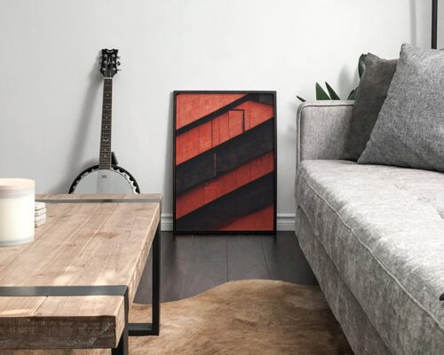 ⁦תמונה למשרד בעיצוב אבסטרקט קווים אדום ושחור⁩ – תמונה ⁦3⁩