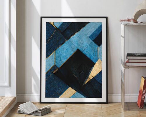 ⁦תמונה למשרד בסגנון אבסטרקט ברוטליסטי כחול ושחור⁩ – תמונה ⁦2⁩