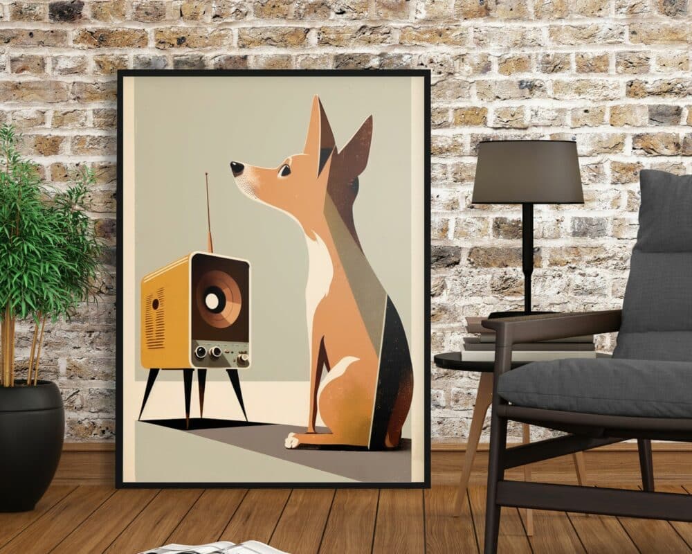 תמונה למשרד כלב מקשיב למוזיקה בעיצוב מודרני