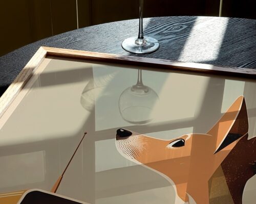 ⁦תמונה למשרד כלב מקשיב למוזיקה בעיצוב מודרני⁩ – תמונה ⁦6⁩