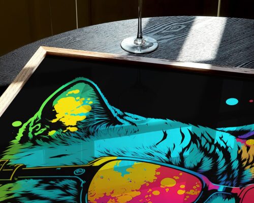 ⁦חתול מצויר עם משקפיים בצבעי קשת וניאון (Neon)⁩ – תמונה ⁦5⁩