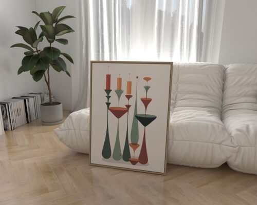 ⁦תמונה למטבח ולפינת אוכל בעיצוב מופשט מודרני פמוטי נרות על רקע לבן⁩ – תמונה ⁦4⁩