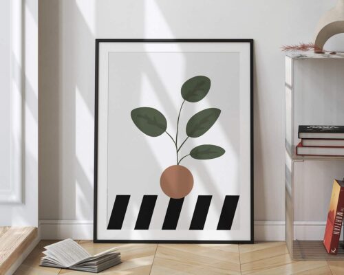 ⁦תמונה למטבח בסגנון מינימליסטי עציץ בכד עגול⁩ – תמונה ⁦2⁩