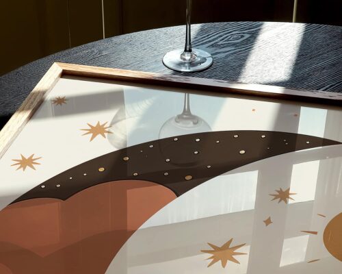 ⁦תמונה לחדר שינה בעיצוב בוהו שיק ירח מוקף בכוכבים⁩ – תמונה ⁦5⁩