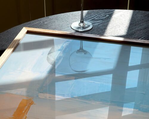 ⁦תמונה לחדר שינה בעיצוב אבסטרקטי שקיעה בים בסגנון קוביזם⁩ – תמונה ⁦5⁩