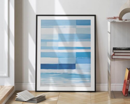 ⁦תמונה לחדר שינה בסגנון אבסטרקטי גלי ים מקווקווים⁩ – תמונה ⁦2⁩