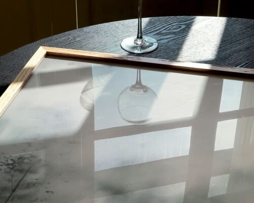 ⁦סט 3 תמונות של יער על קו מים לסלון בסגנון אבסטרקט⁩ – תמונה ⁦4⁩