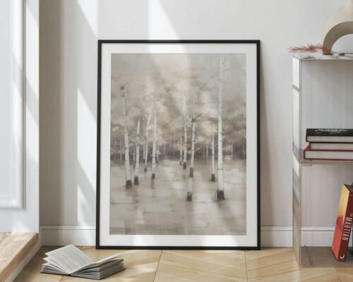 ⁦תמונה לפינת אוכל בסגנון מופשט יער שקט בחורף⁩ – תמונה ⁦2⁩