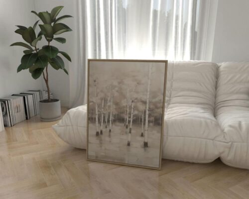 ⁦תמונה לפינת אוכל בסגנון מופשט יער שקט בחורף⁩ – תמונה ⁦3⁩