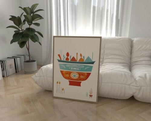 ⁦תמונה למטבח ולפינת אוכל בסגנון מודרני מופשט סיר מרק מקושט עם ירקות⁩ – תמונה ⁦3⁩