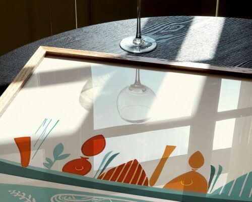 ⁦תמונה למטבח ולפינת אוכל בסגנון מודרני מופשט סיר מרק מקושט עם ירקות⁩ – תמונה ⁦4⁩