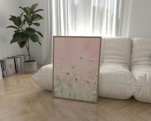 ⁦תמונה לחדר שינה בסגנון מופשט נוף פרחים ורוד באביב⁩ – תמונה ⁦3⁩