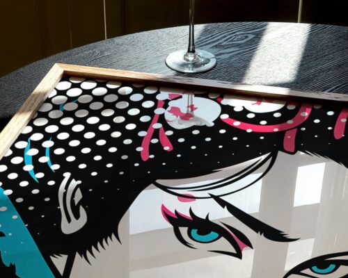 ⁦תמונה לסלון בסגנון פופ ארט לוחמת גיישה עם קטאנה⁩ – תמונה ⁦6⁩