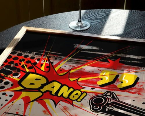 ⁦תמונה לסלון מעל הספה בסגנון פופ ארט גולגולת קאובוי⁩ – תמונה ⁦6⁩