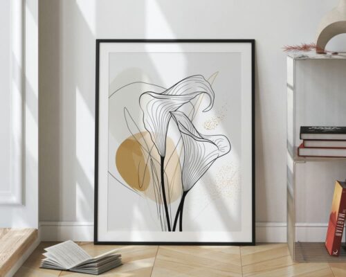 ⁦תמונה לחדר שינה בעיצוב מינימליסטי זוג קאלות בחום בז'⁩ – תמונה ⁦2⁩