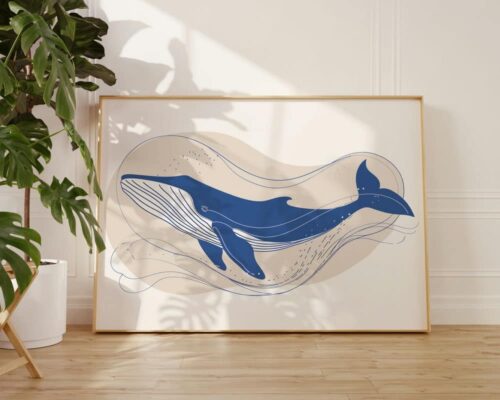 ⁦תמונה מעל הספה בעיצוב מינימליסטי לוויתן כחול⁩ – תמונה ⁦3⁩