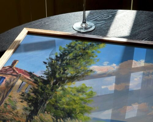 ⁦תמונה לפינת אוכל בסגנון ציור וינטג' שביל לבית כפרי⁩ – תמונה ⁦5⁩