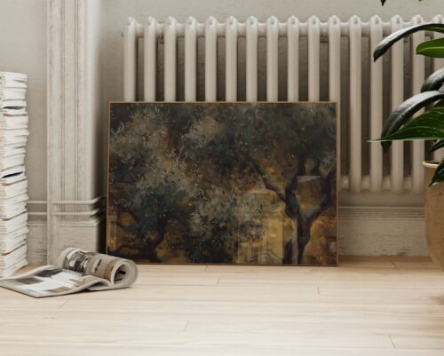 ⁦תמונה מעל הספה בסגנון וינטג' אמפרסיוניסטי עצי זית⁩ – תמונה ⁦2⁩