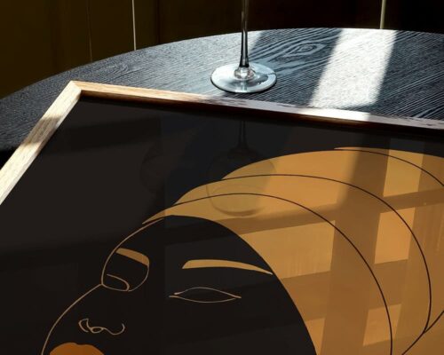 ⁦סט 2 תמונות לסלון בסגנון מינימליסטי נשים עם עגילים ומטפחת⁩ – תמונה ⁦5⁩