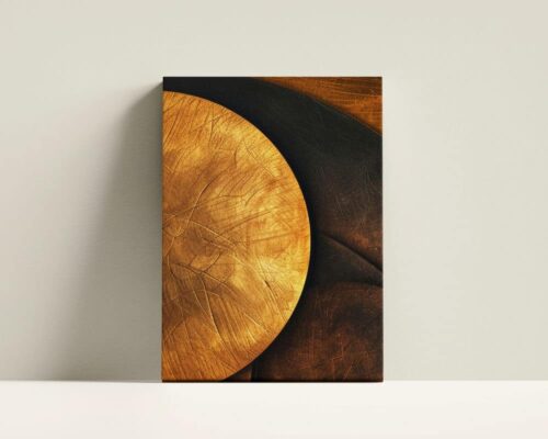 ⁦סט 3 תמונות לסלון עיגולים זהובים בסגנון אבסטרקט⁩ – תמונה ⁦5⁩