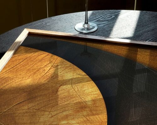 ⁦סט 3 תמונות לסלון עיגולים זהובים בסגנון אבסטרקט⁩ – תמונה ⁦6⁩